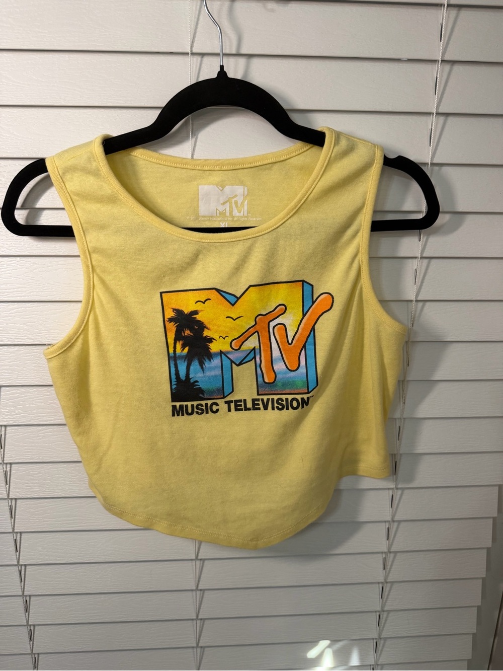 MTV Pale Yellow Logo Tee - White Print